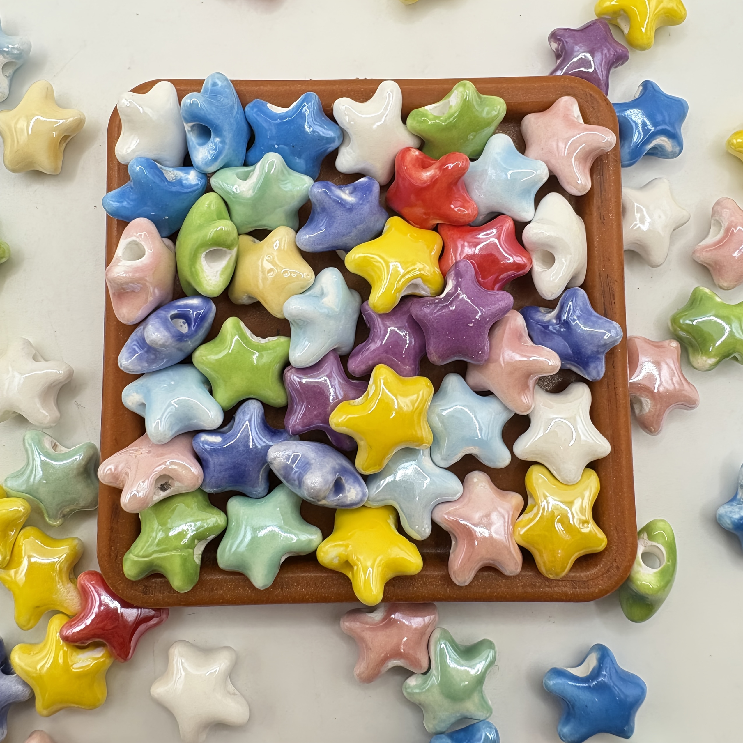 15pcs Colorful Star Ceramic Beads for DIY Jewelry Making
